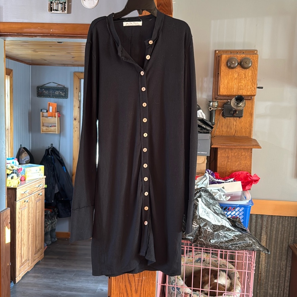 We The Free Black button up dress